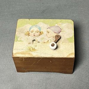 Antique Victorian Wooden Music Box Hand Crank Early 1900s-Not Working